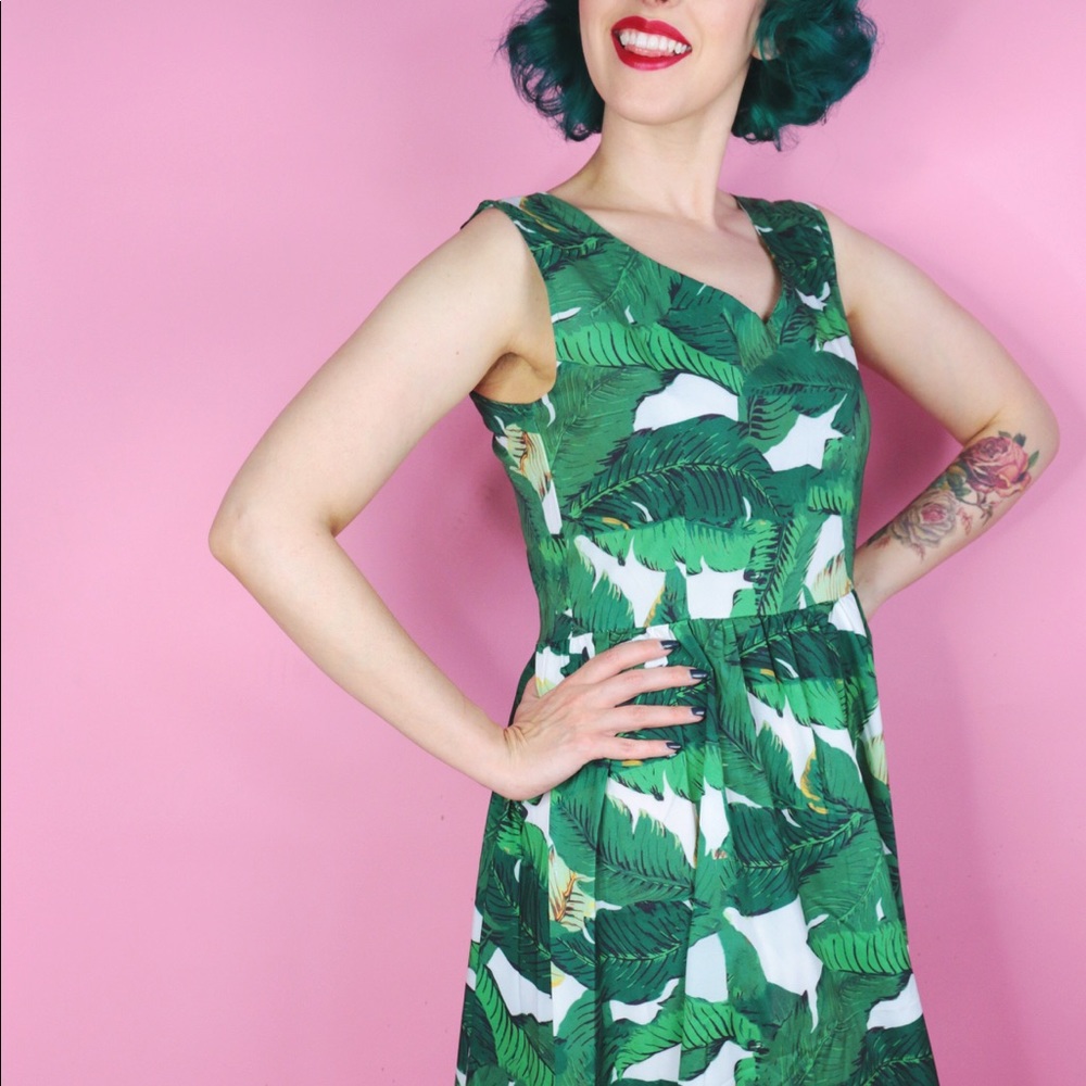 Palm Print Day Dress - Picture 2 of 4